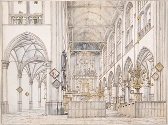 Innenraum der Kirche St. Laurentius (Groote Kerk oder Große Kirche) in Alkmaar, 1661